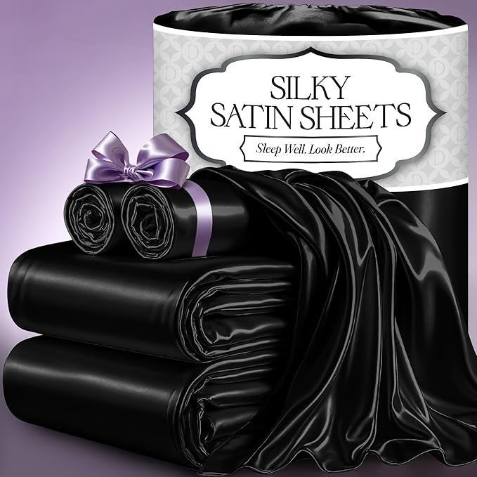 Satin Sheets Set - Black