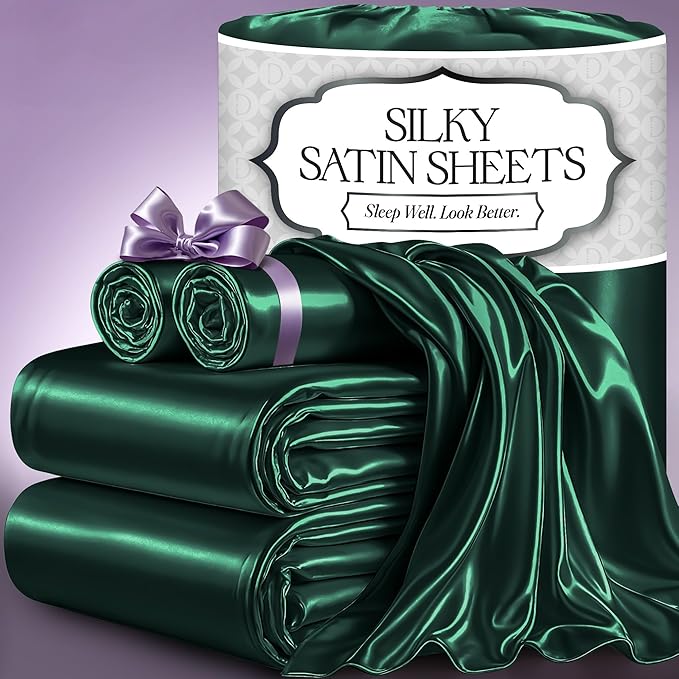 Satin Sheets Set - Dark Green