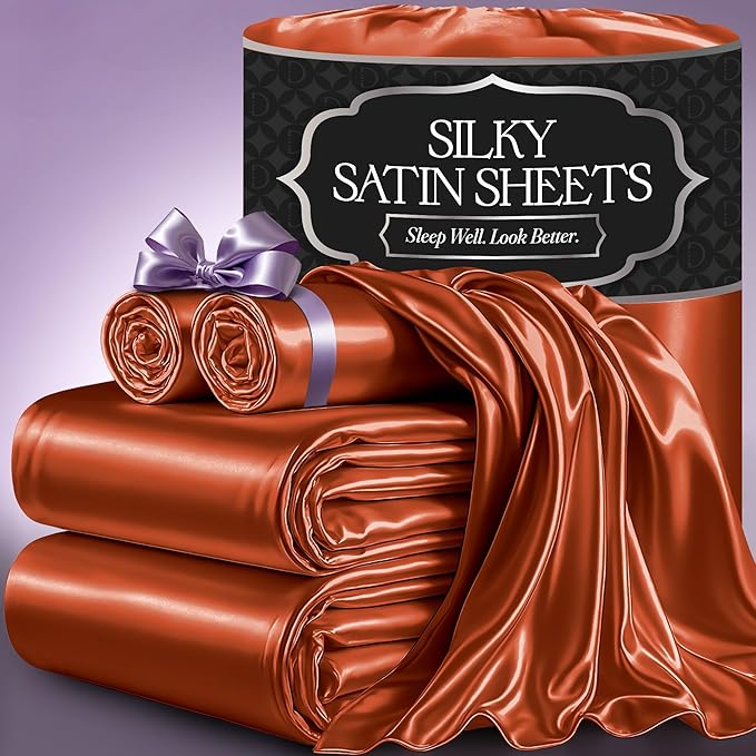 Satin Sheets Set - Burnt Orange