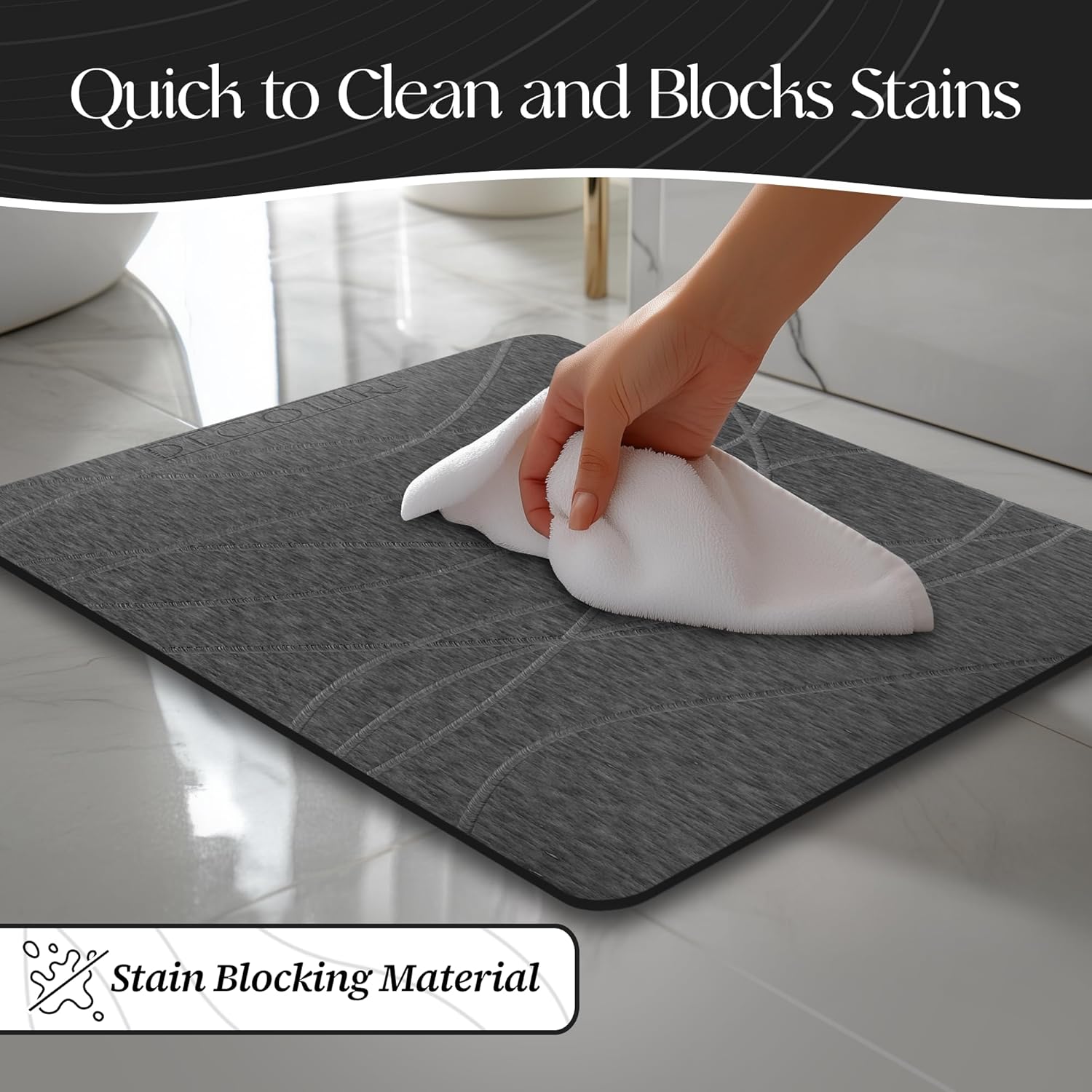 DECOLURE Stone Bath Mat Large, Quick Dry & Non-Slip Diatomaceous Earth Shower Mat for Bathroom, Luxurious & Easy to Clean Diatomite Stone Mat for Bathroom, Kitchen, High Density (Large, Smoke Grey) Visit the DECOLURE Store
